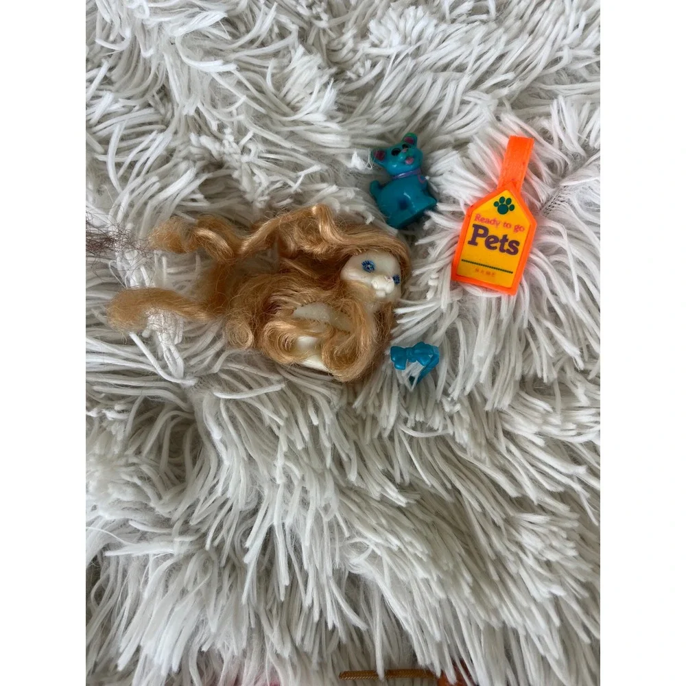 Vintage LPS White Kitten Long Hair Teal Dog‎ Lot 1990 Toys